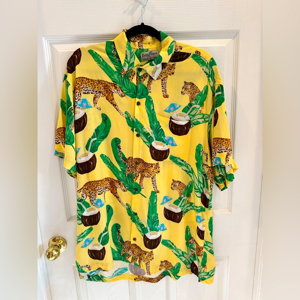 🌺 Kenny Flowers Men’s Shirt Leopard & Coconut Piña Colada Print– Limited Edition